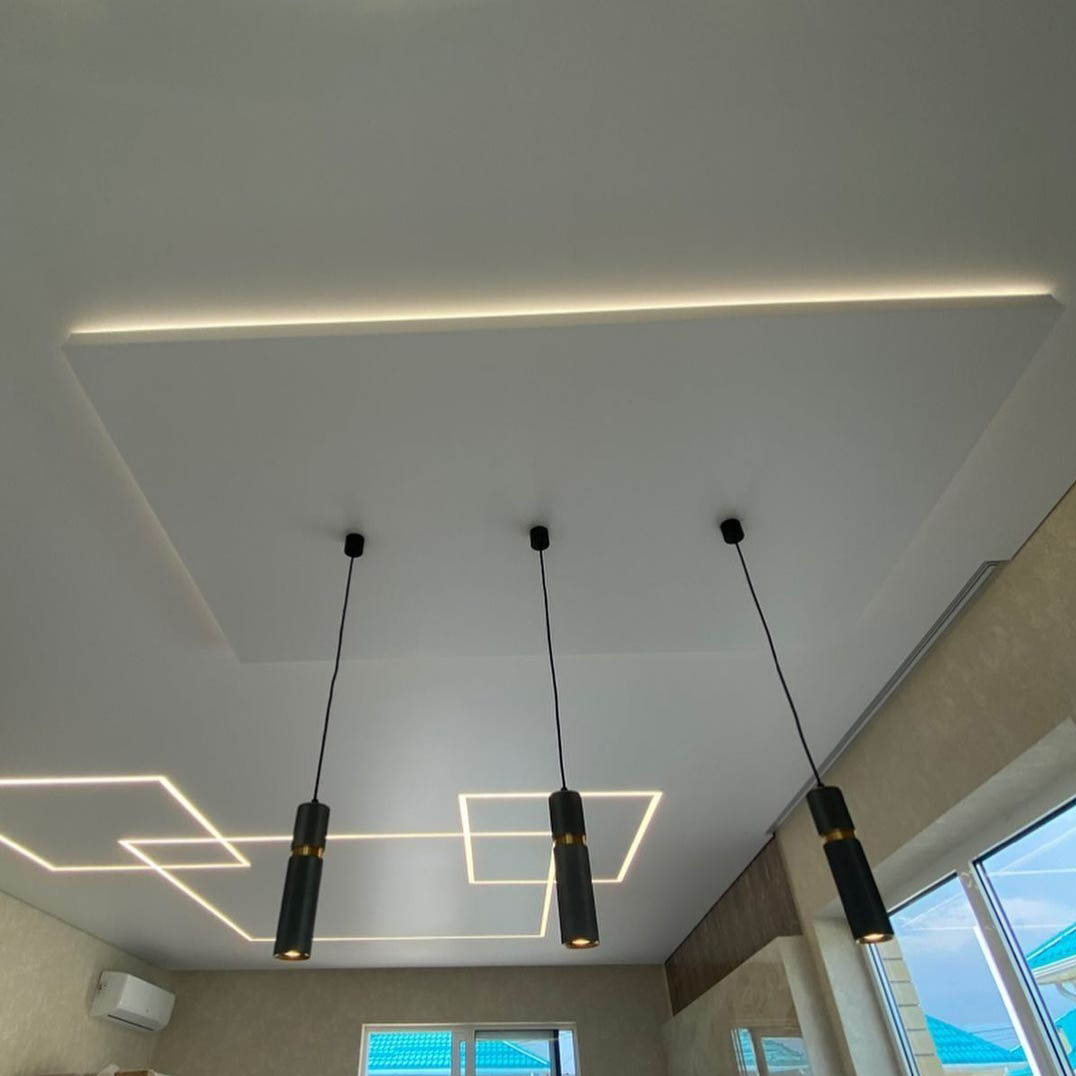 двухуровневый натяжной потолок